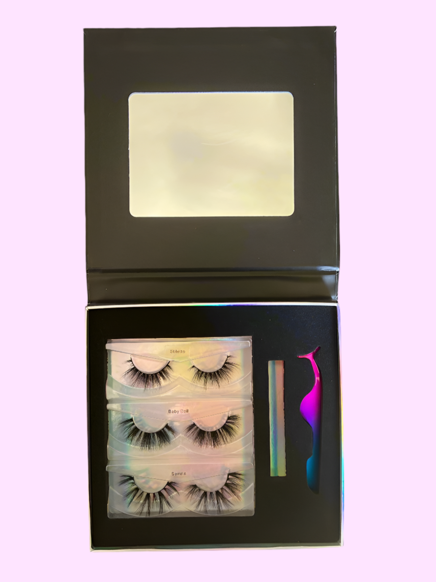 3 LASH BOOK (W/ TWEEZERS & LIPGLOSS TUBE)